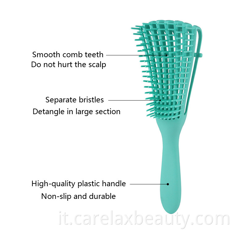 Manico in plastica addominali di alta qualità a otto file spazzola per capelli